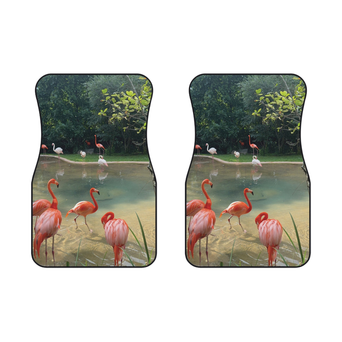 Tropical Flamingo Pond Car Mats — Tropical Front Seat Floor Mats (Set of 2)