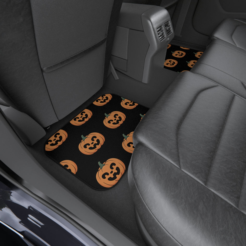 Halloween Pumpkin Car Mats — Halloween Fall Season Rear Seat Floor Mats (2-Pack)
