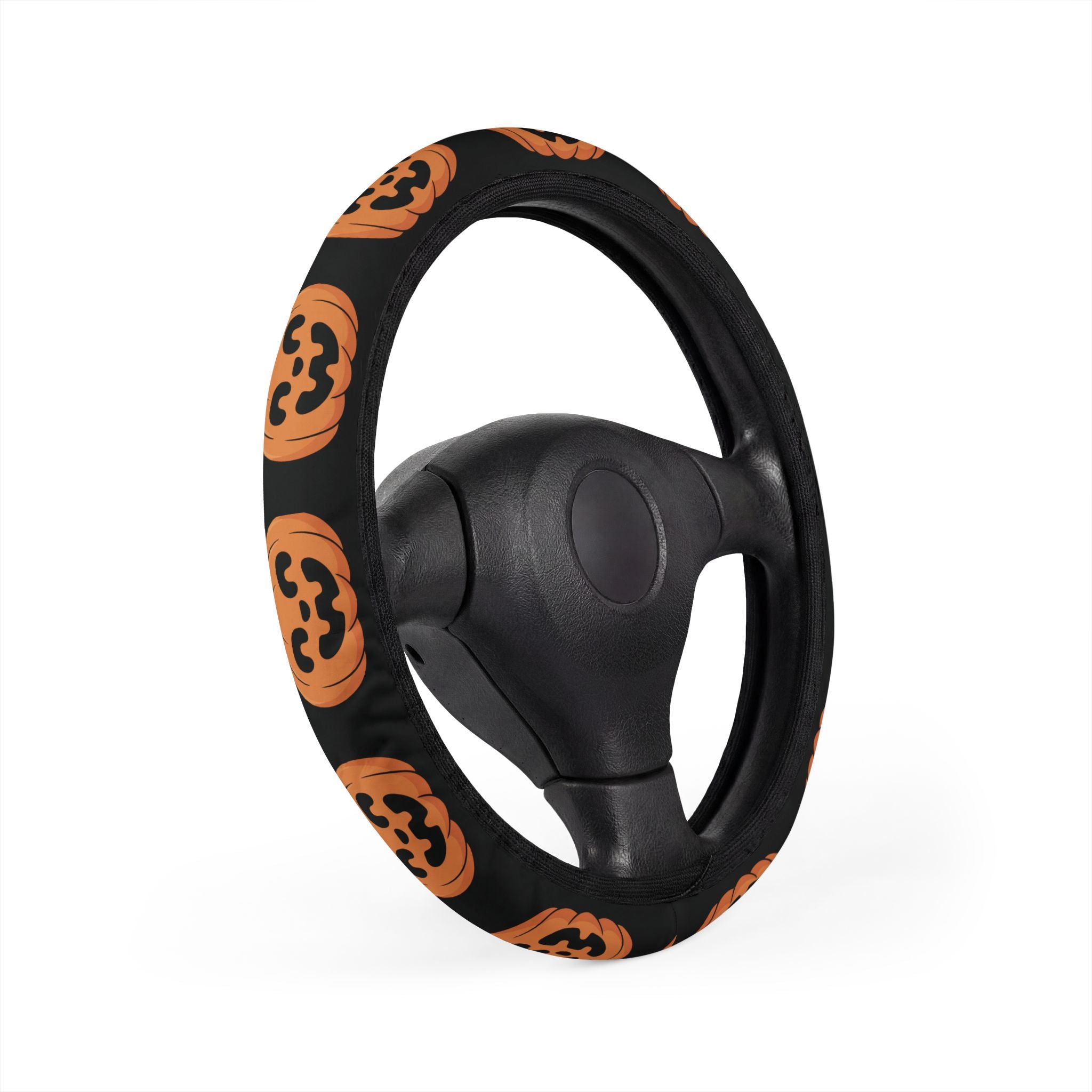 Halloween Jack-O'-Lantern Steering Wheel Cover — Pumpkin Face Car Accessory