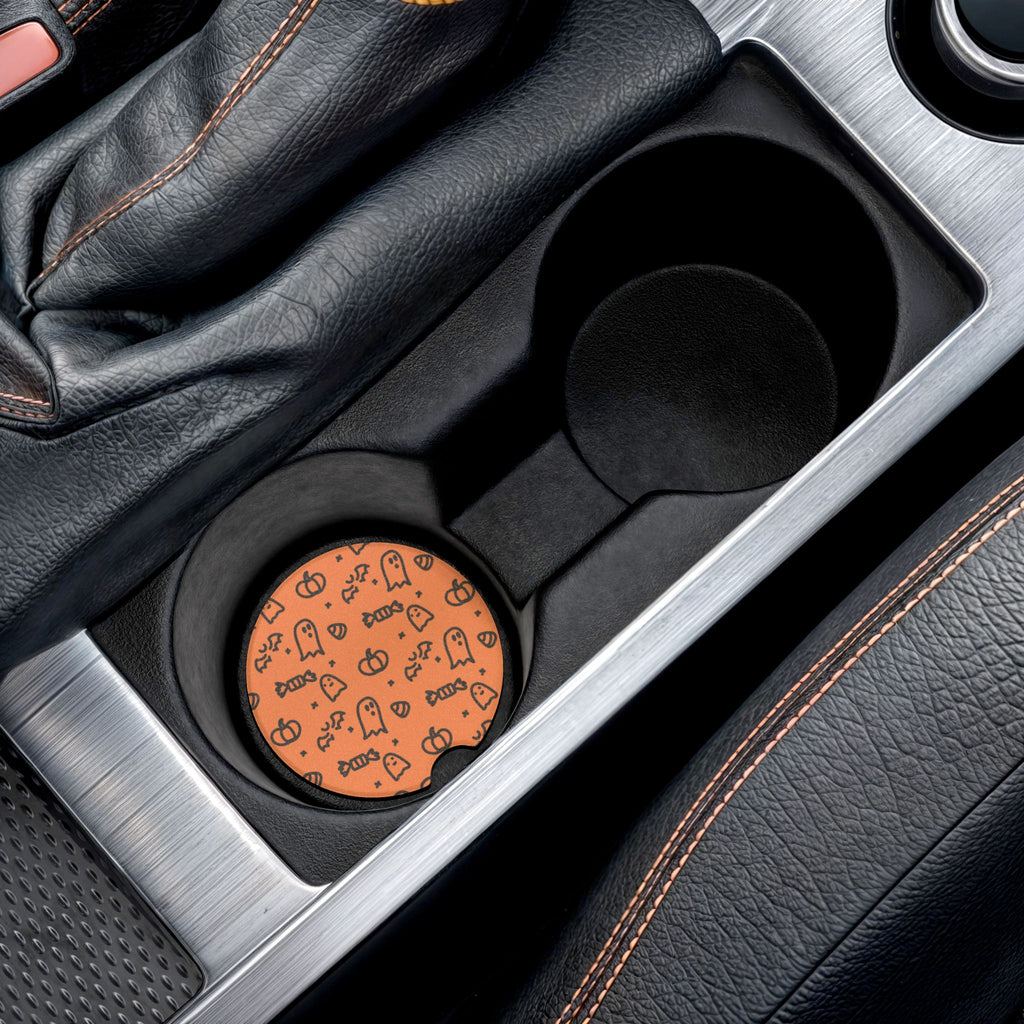 Fun Fetti Halloween Soapstone Car Coaster - Cute Ghosts & Pumpkins Drink Holder