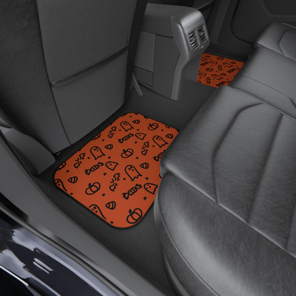 Spooky Halloween Ghost & Candy Rear Car Mats — Set of 2