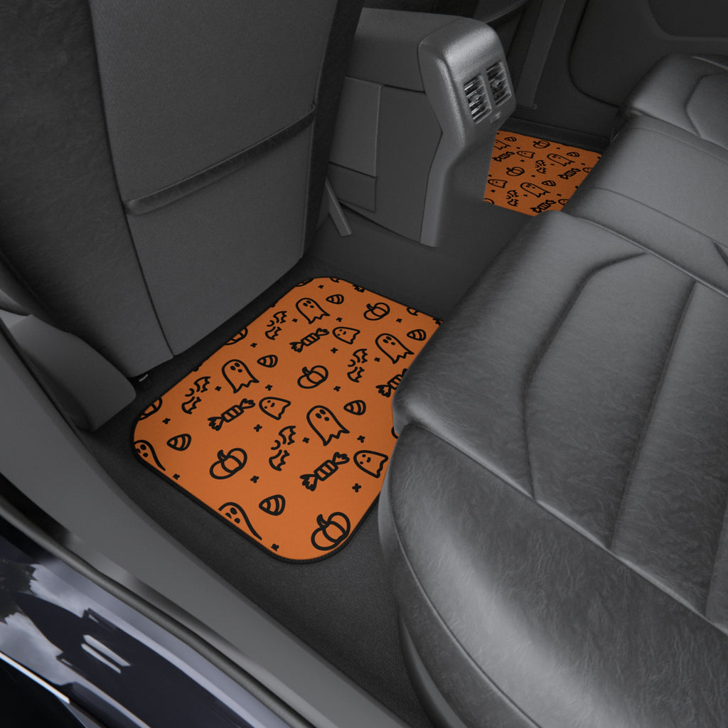 Spooky Halloween Ghost & Candy Rear Car Mats — Set of 2