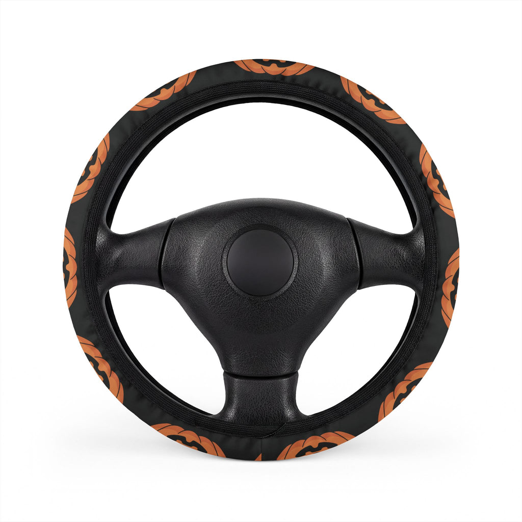 Halloween Jack-O'-Lantern Steering Wheel Cover — Pumpkin Face Car Accessory