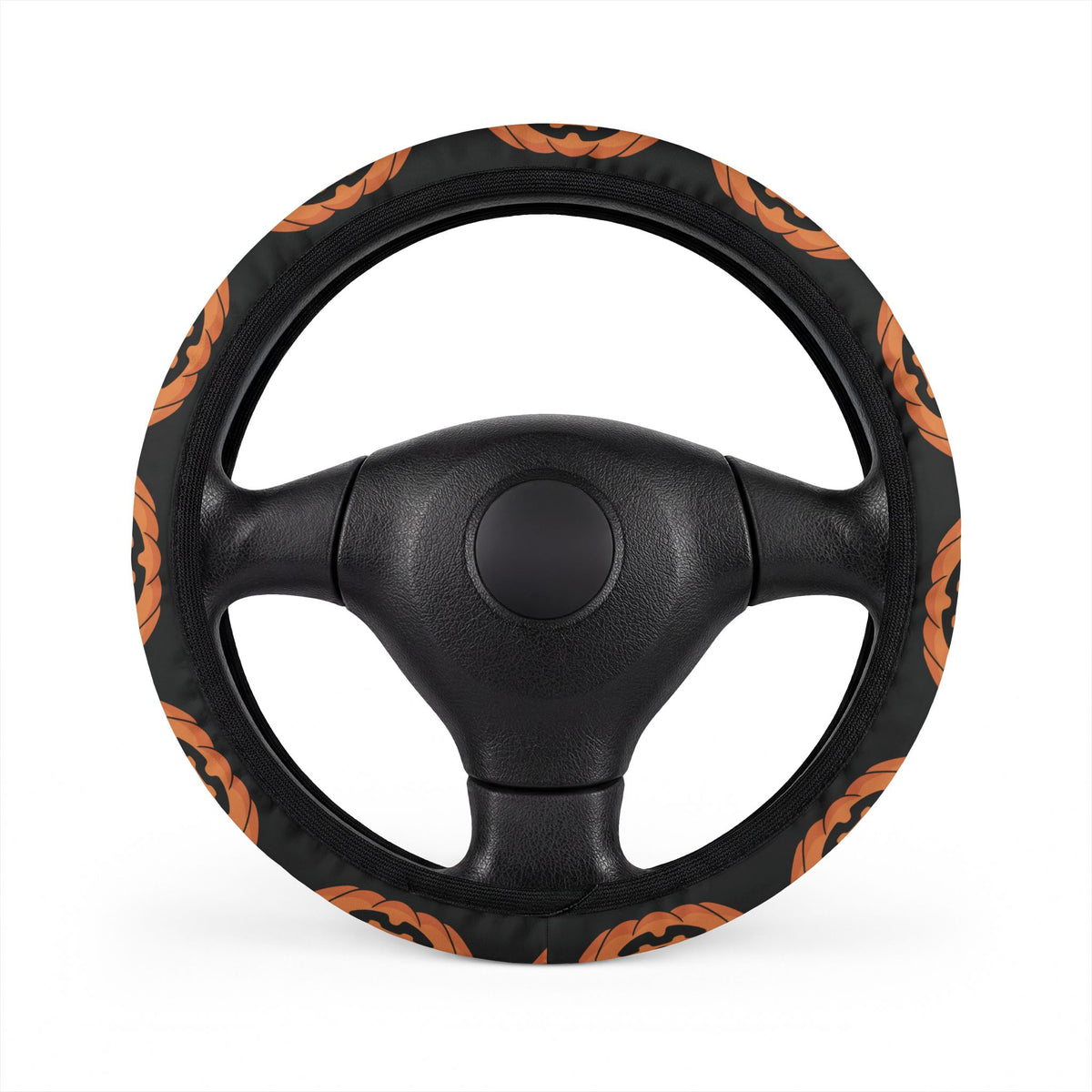 Halloween Jack-O'-Lantern Steering Wheel Cover — Pumpkin Face Car Accessory