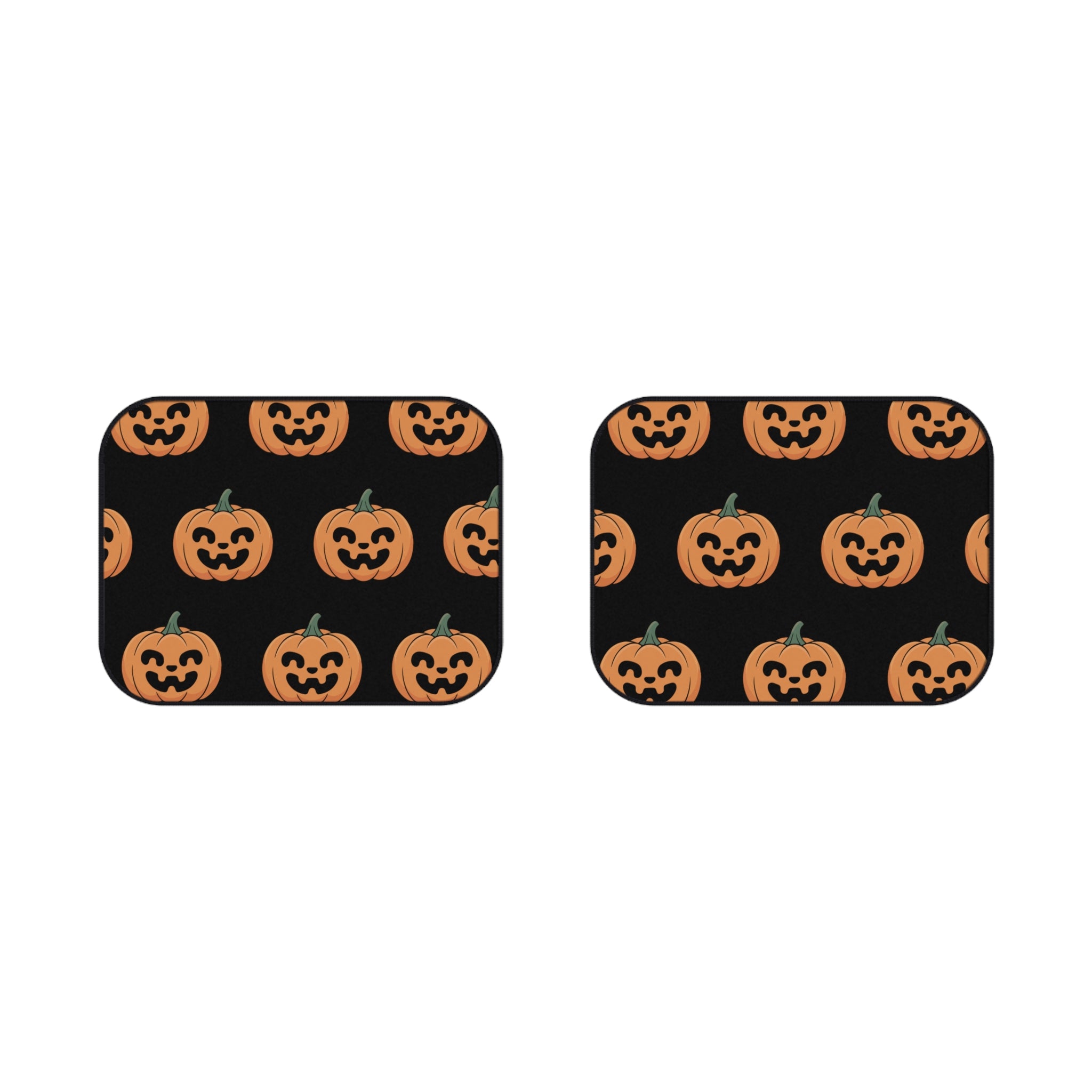 Halloween Pumpkin Car Mats — Halloween Fall Season Rear Seat Floor Mats (2-Pack)