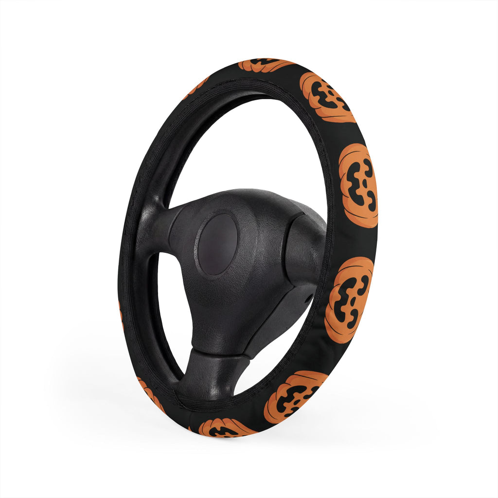 Halloween Jack-O'-Lantern Steering Wheel Cover — Pumpkin Face Car Accessory
