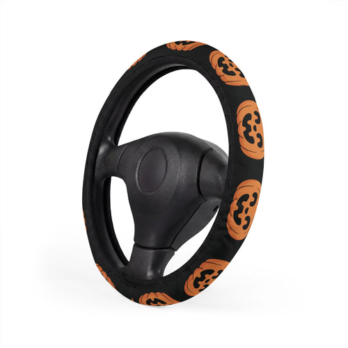 Halloween Jack-O'-Lantern Steering Wheel Cover — Pumpkin Face Car Accessory