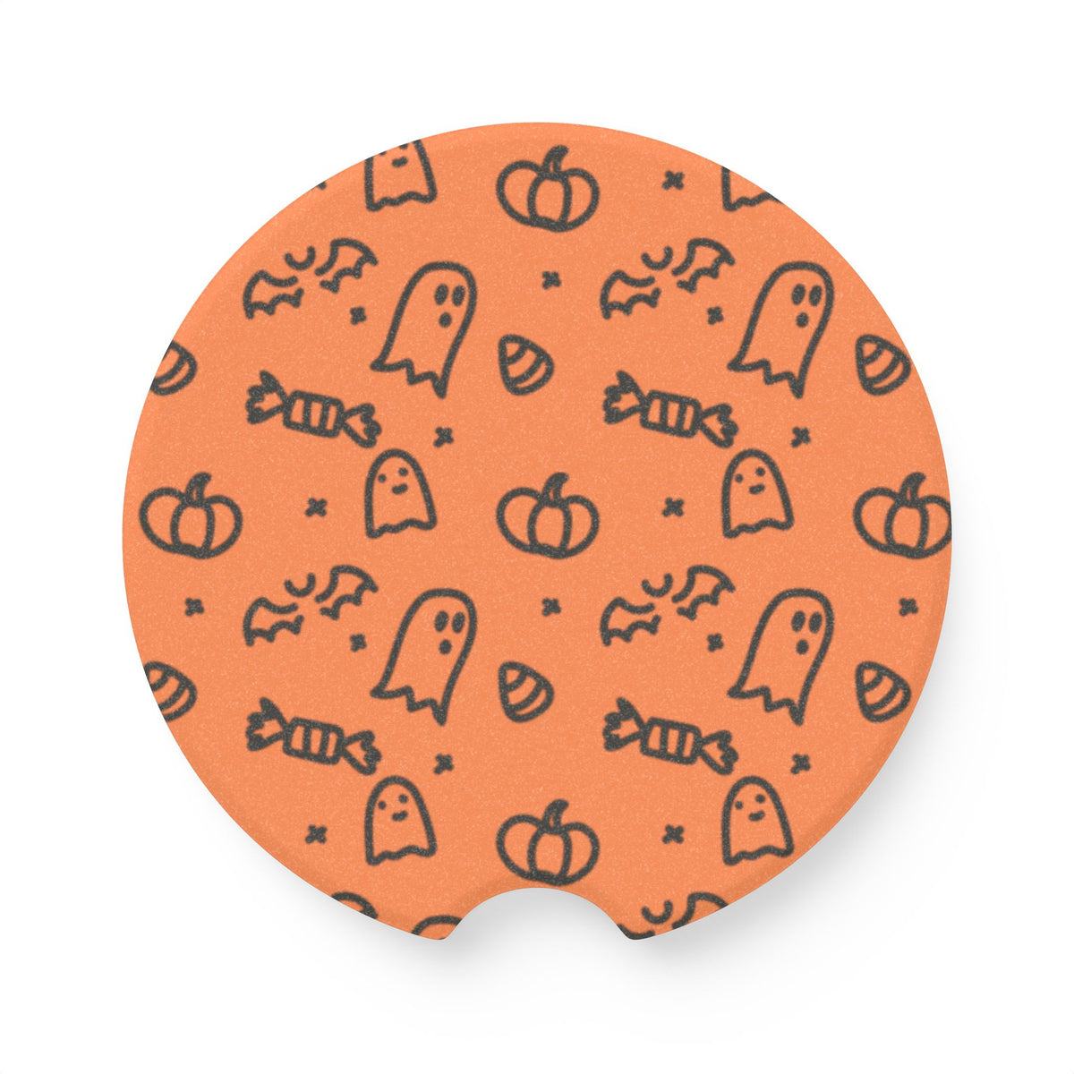 Fun Fetti Halloween Soapstone Car Coaster - Cute Ghosts & Pumpkins Drink Holder