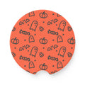 Halloween Design Soapstone Car Coaster - Cute Ghosts & Pumpkins Drink Holder