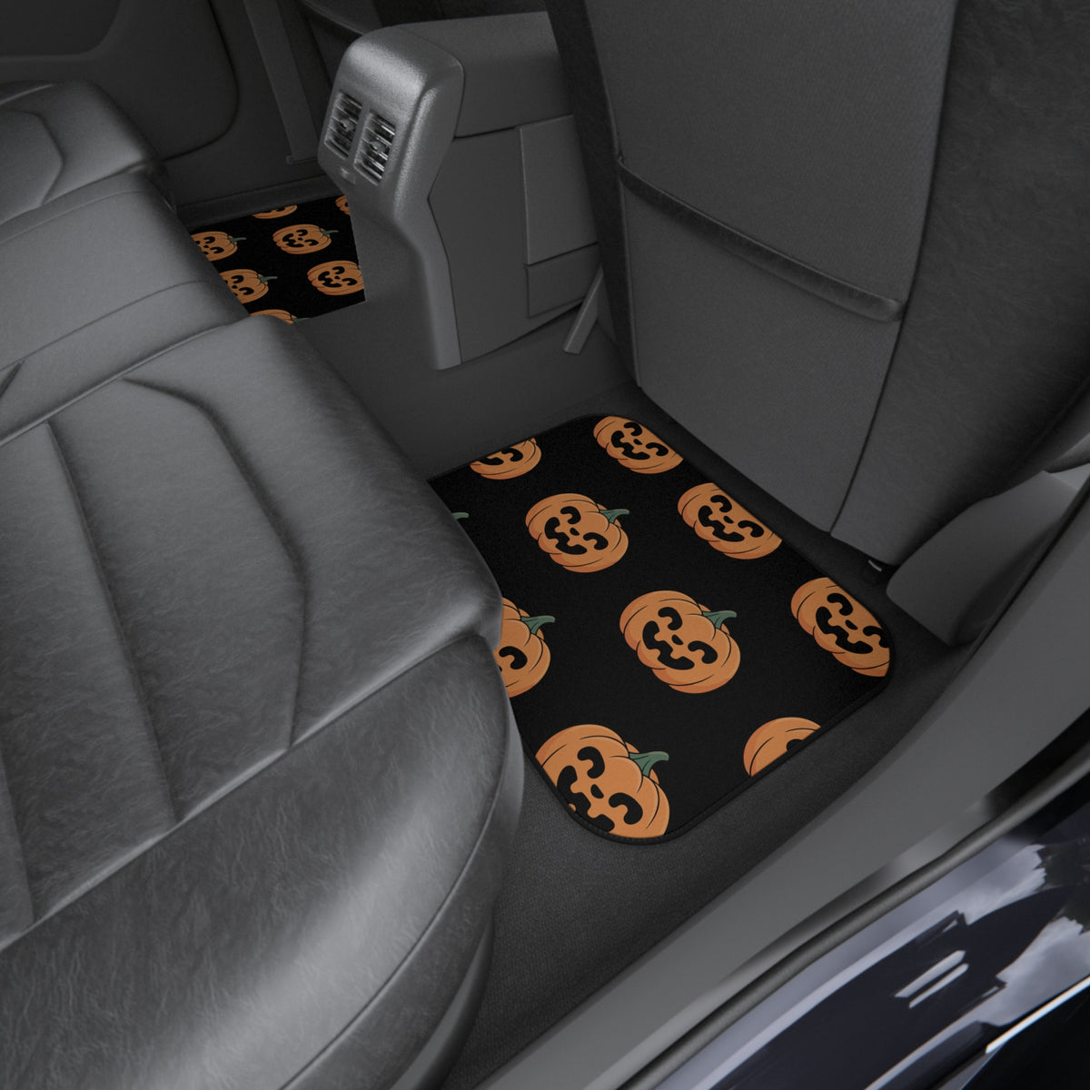 Halloween Pumpkin Car Mats — Halloween Fall Season Rear Seat Floor Mats (2-Pack)